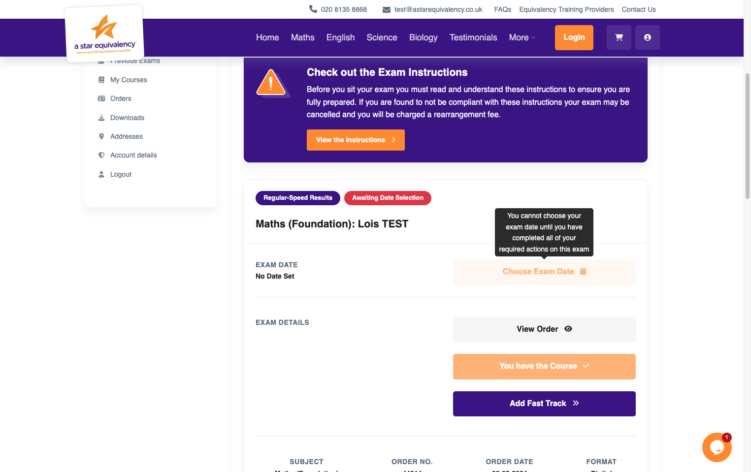 If you selected to 'Book Now, Choose Date Later' then you cannot select your date until you have completed the pre-exam questionnaire.