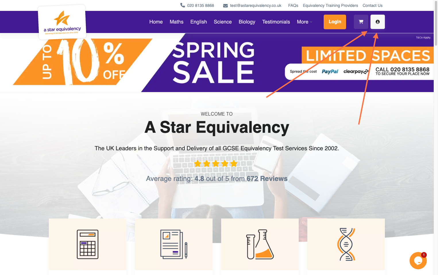 Click on the person icon, make sure you log in using the details for your shop account.