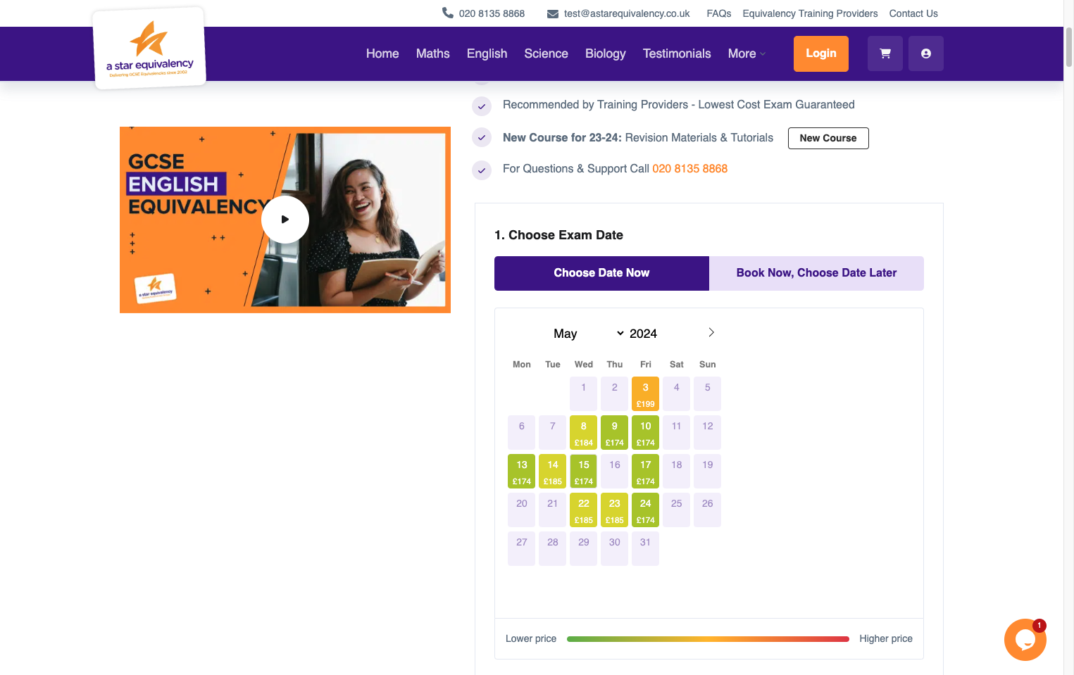 If you have chosen the 'Choose Date Now' option, then select the date that you would like to sit your exam on.