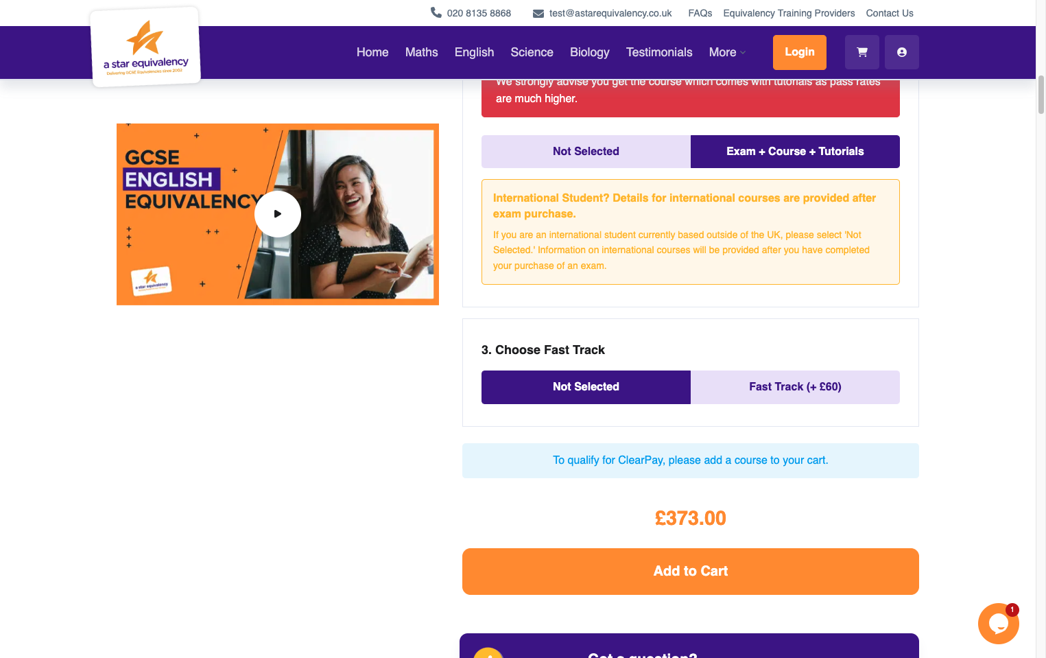 Select if you would like Fast Track results.