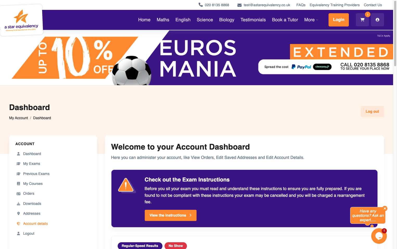 Once you have logged into your account click account details on the left hand side