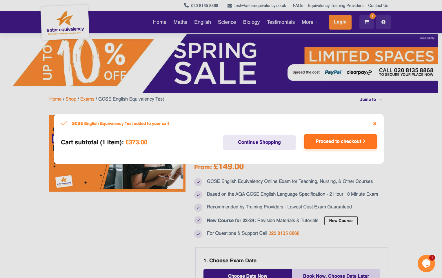 Click on 'Proceed to checkout'