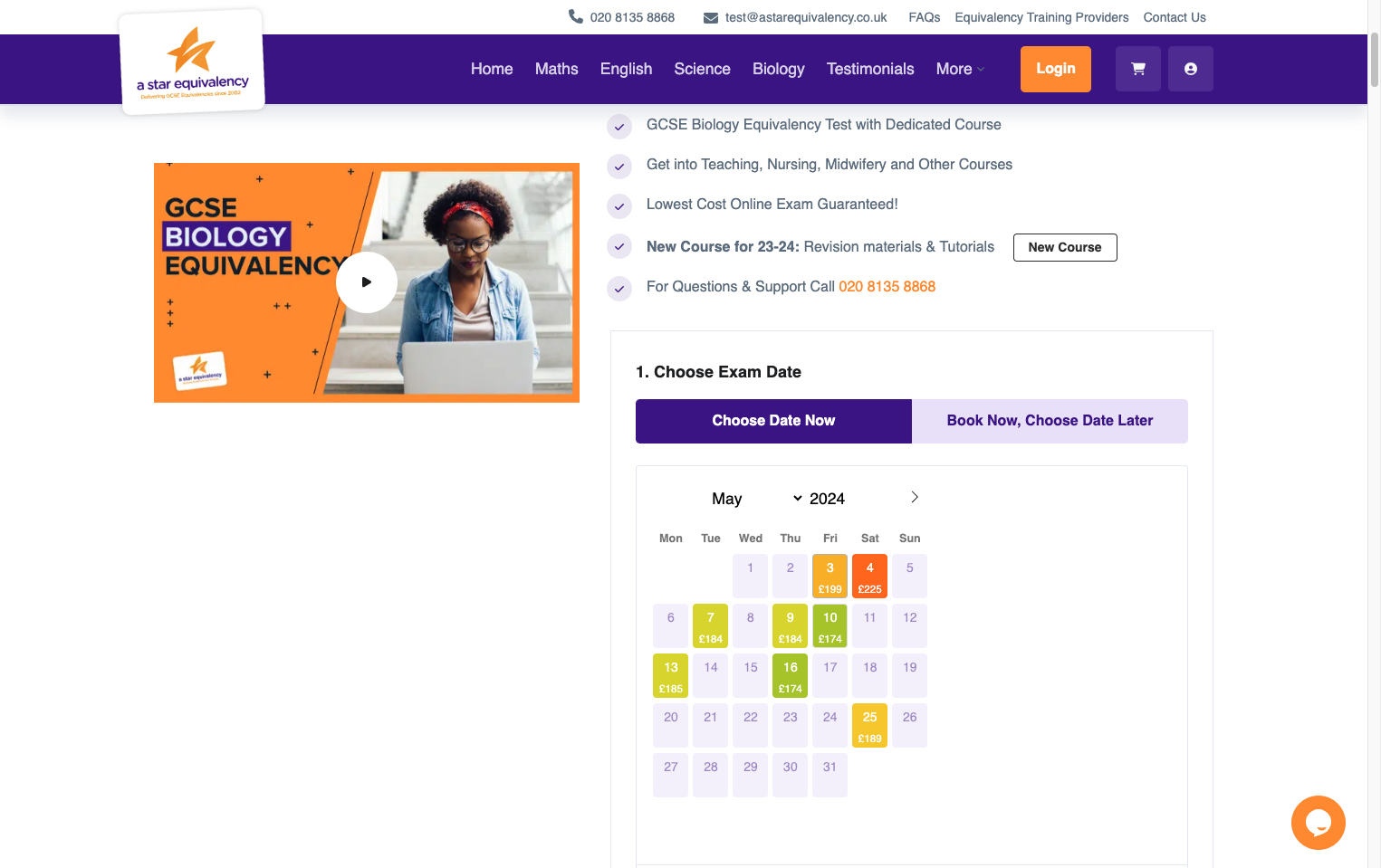 If you selected 'Choose Date Now', then pick the date you would like to sit your exam on.