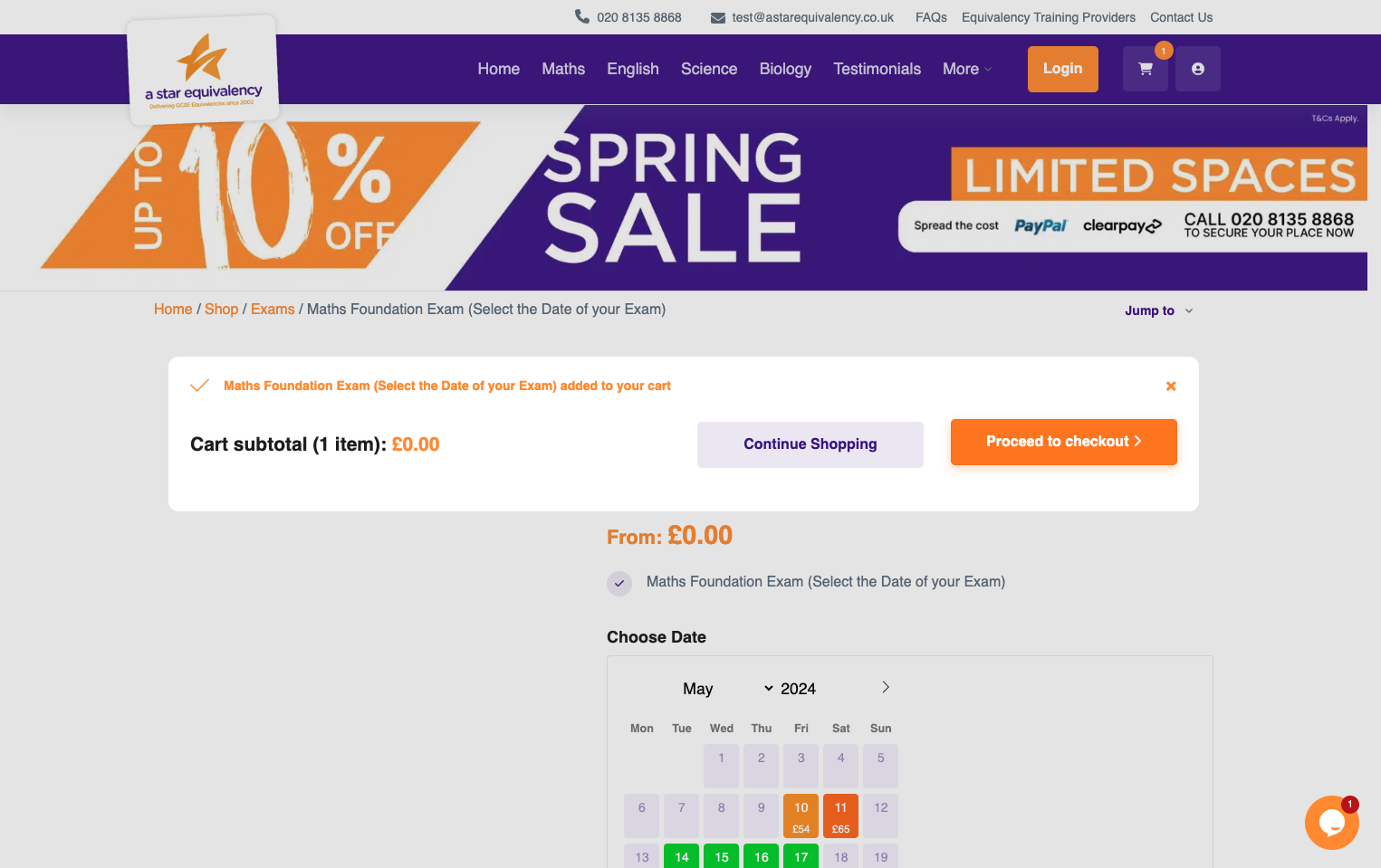 Click on 'Proceed to checkout'
