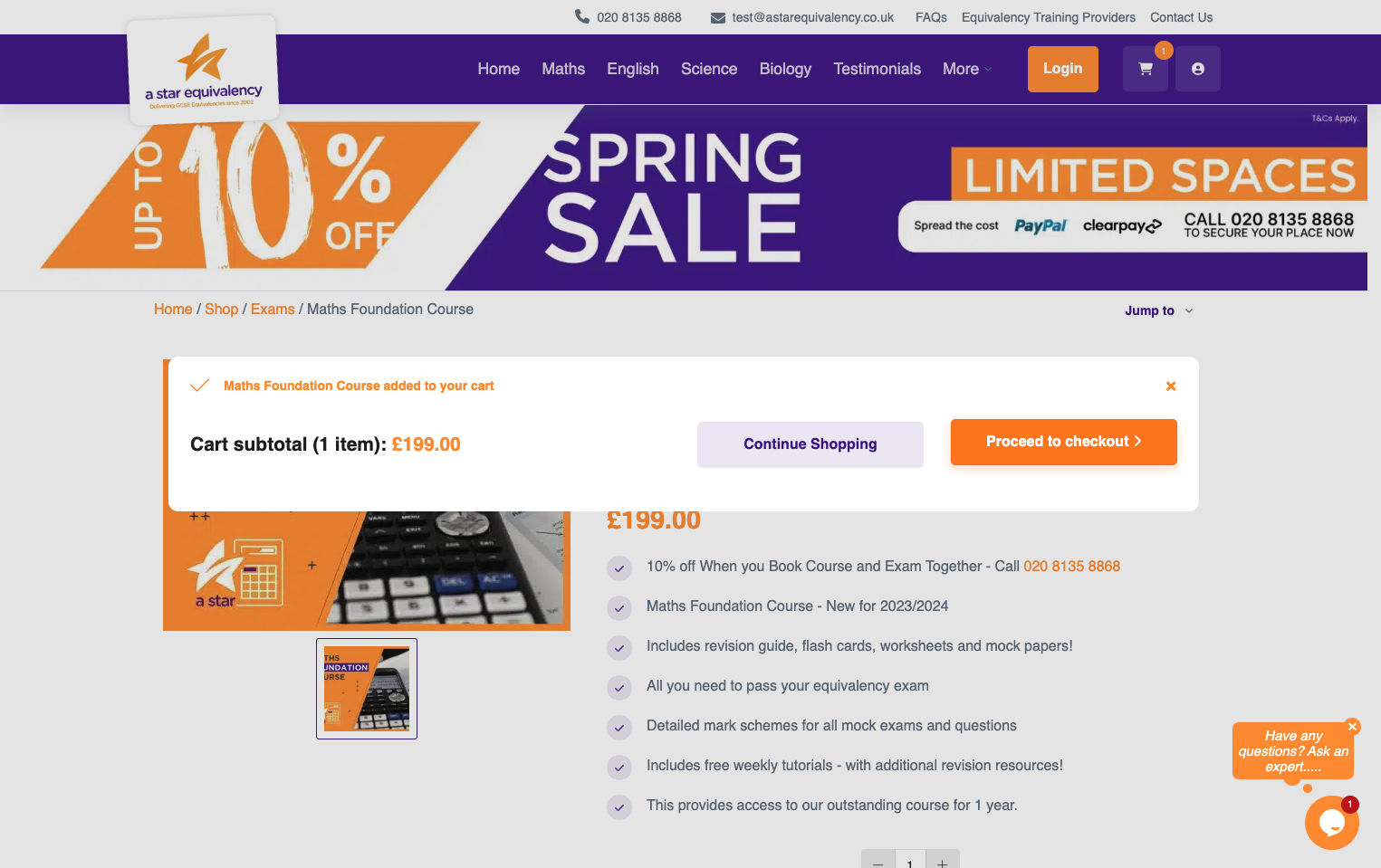 Click on 'Proceed to checkout'