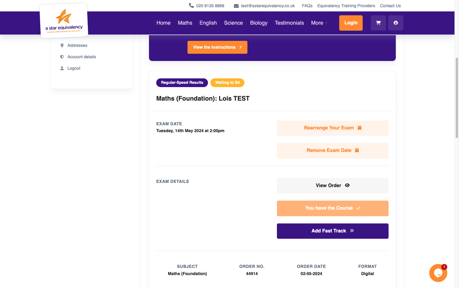 You can now see your exam date on your account.