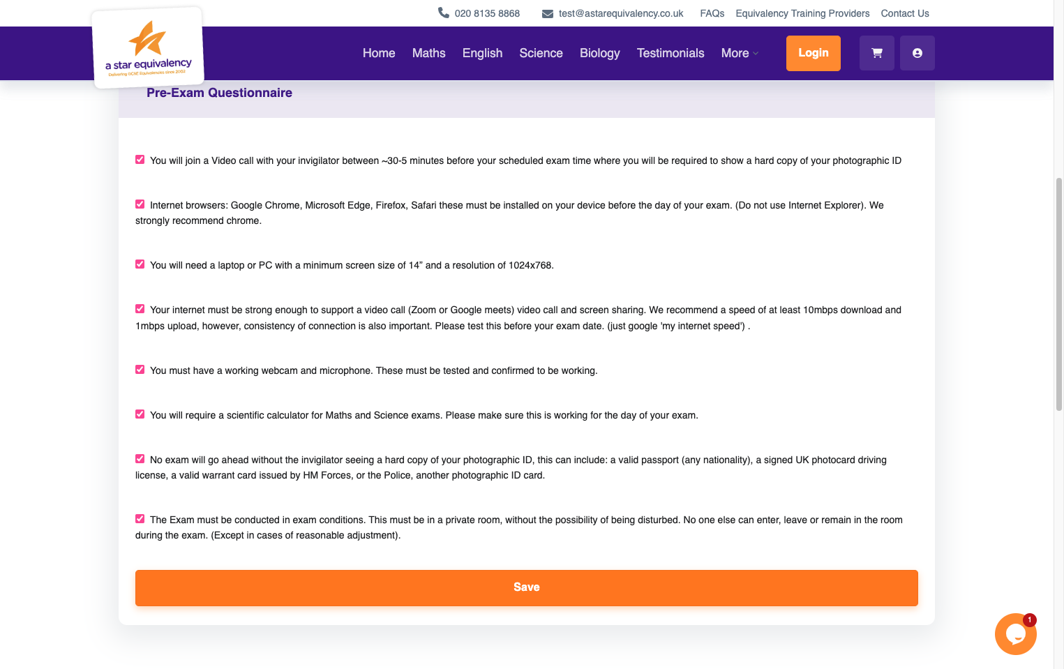 Once you have read and ticked them all, click 'Save'