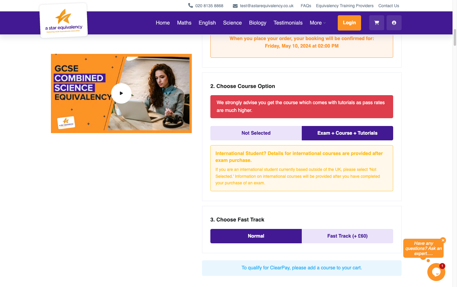 Select whether you would like to add the course.
