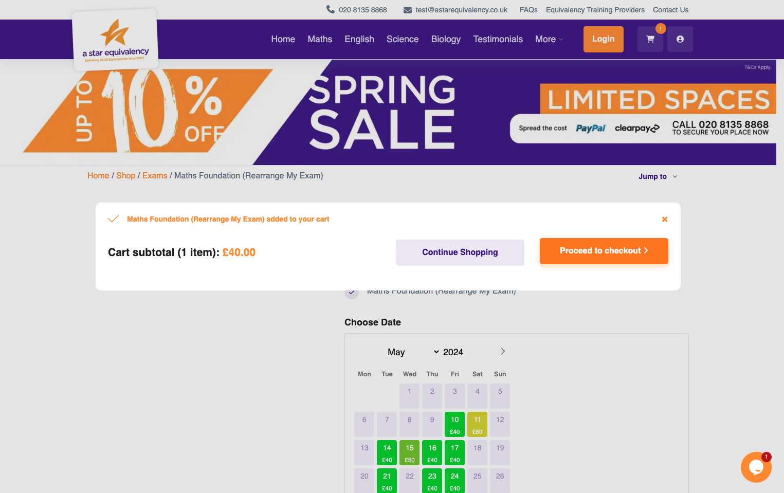 Click on 'Proceed to checkout' 